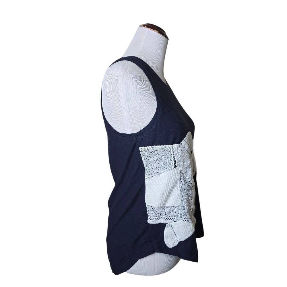 Lucky Brand Embroidered Elephant Wrap Around Navy Blue Tank Top Large - Picture 5 of 9